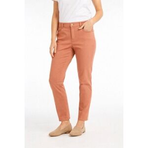 Democracy Absolution Tapered Leg Pants Womens 14P Coral Terracotta Stretch Twill